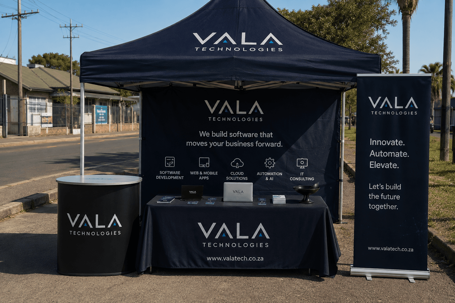 Vala Technologies branded display booth